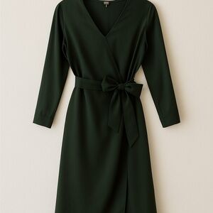 Massimo Dutti Dark Green Long Sleeve Dress